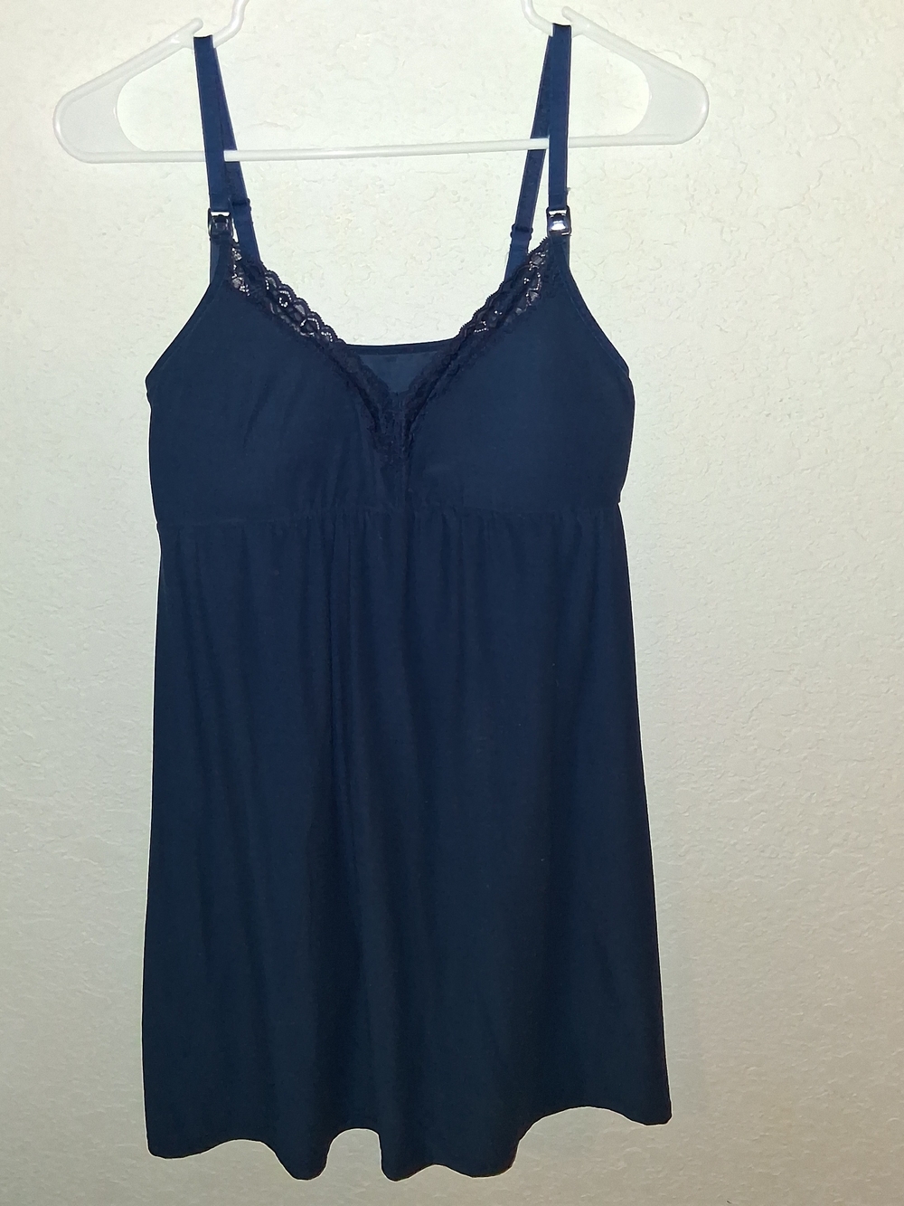 Secret Treasures Navy Lace-Trim Nursing Chemise